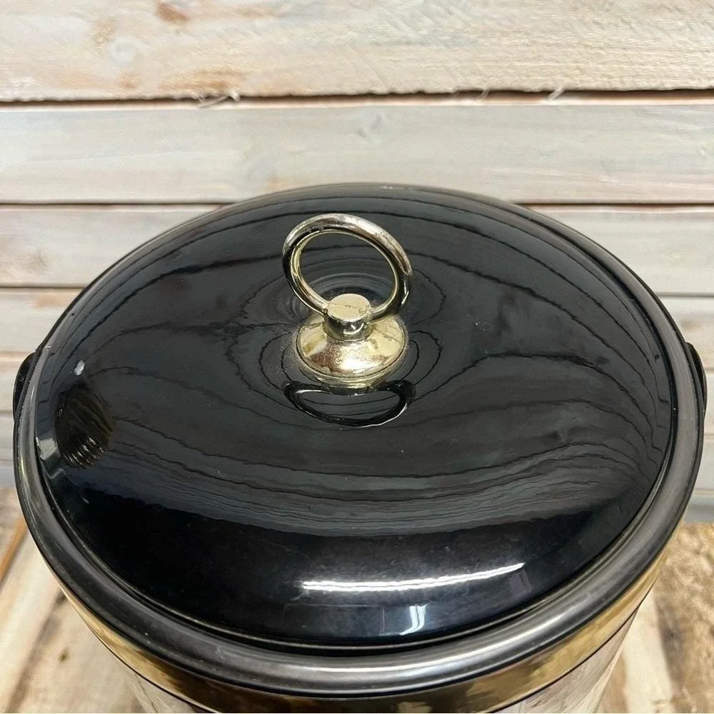 Vintage Retro Advertising Collage‎ Ice Bucket Gold Tone Barware Mid Century